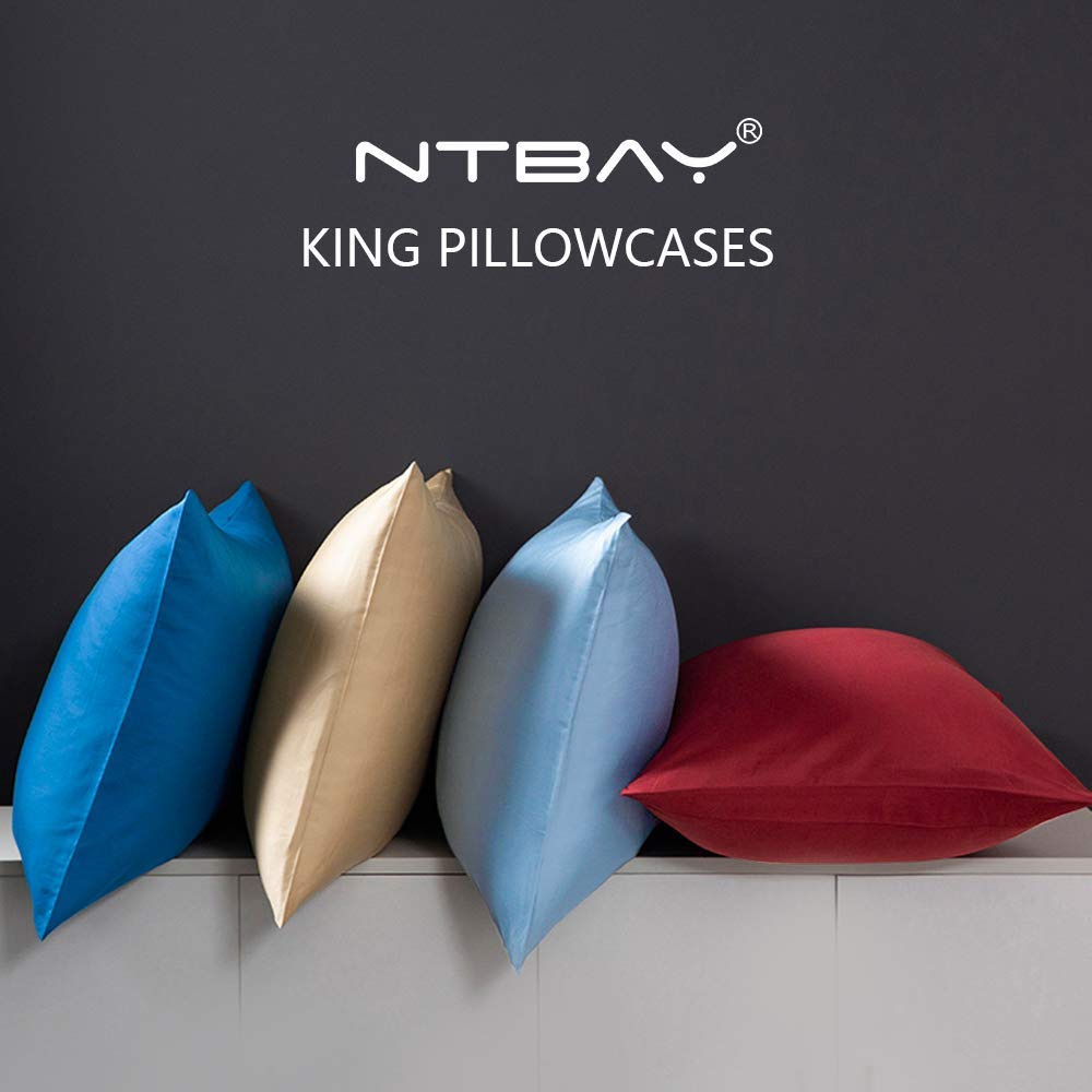 Ntbay King Pillowcase Set - 2 Pack Brushed Microfiber 20X40 Pillowcases - Soft, Wrinkle-Free, Fade-Resistant, Stain-Resistant, M