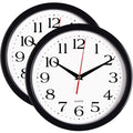 Bernhard Products Black Wall Clocks, 2 Pack Silent Non Ticking 10 Inch Quality Quartz Battery Operated Round Easy to Read Home/O