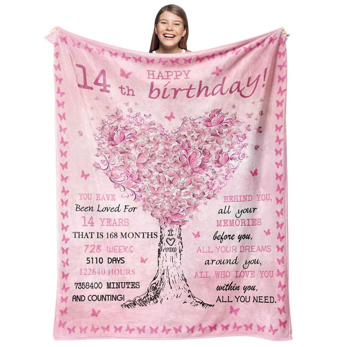Gevuto Gifts For 14 Year Old Girl Blankets, 14 Year Old Girl Gift Ideas Throw 50'X60', Birthday Gifts For 14 Year Old Girl, 14