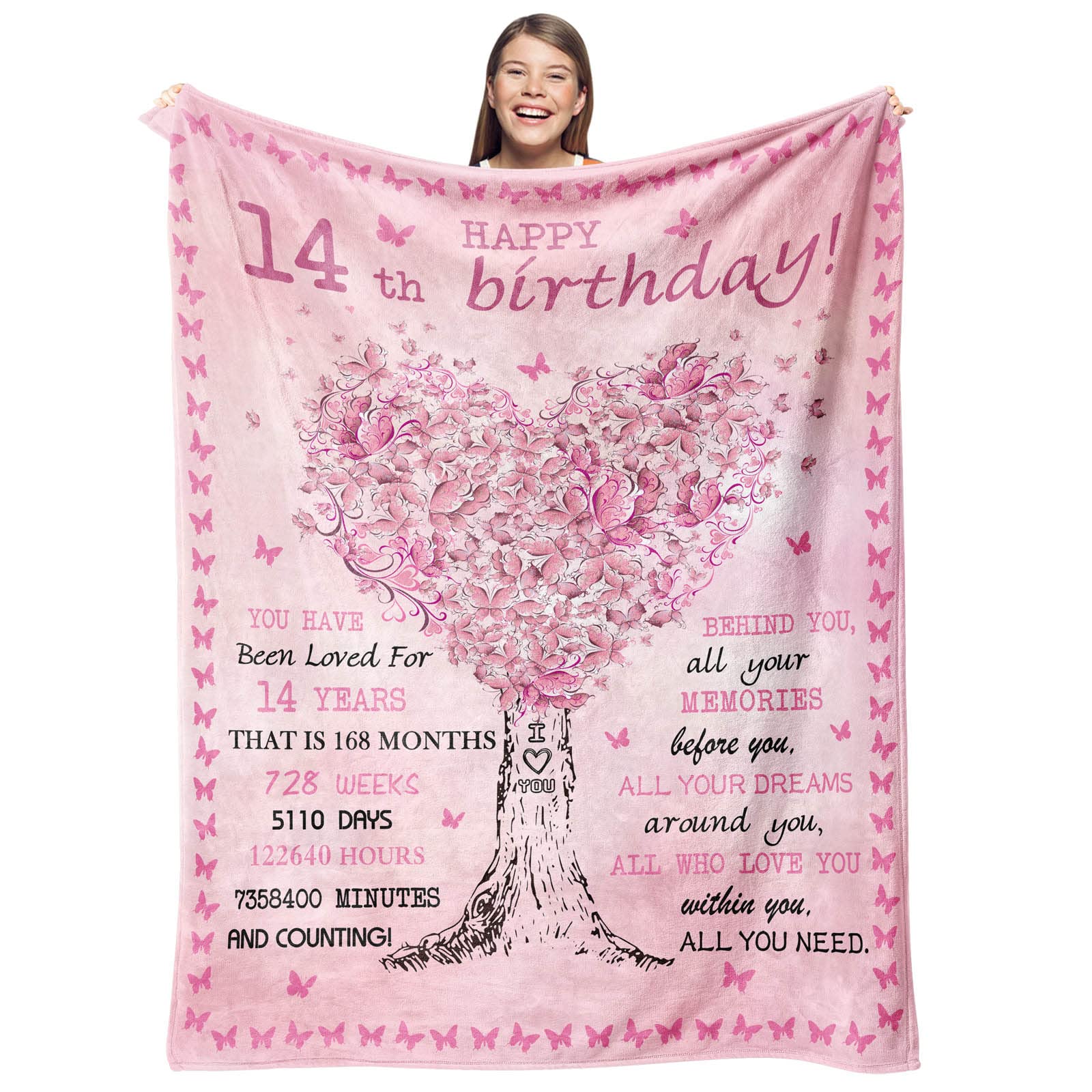 Gevuto Gifts For 14 Year Old Girl Blankets, 14 Year Old Girl Gift Ideas Throw 50'X60', Birthday Gifts For 14 Year Old Girl, 14