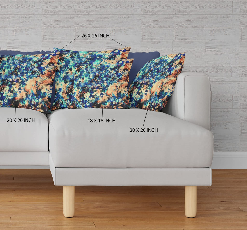 HomeRoots Muted Orange Indigo Broadcloth 26' Orange Blue Springtime Indoor Outdoor Throw Pillow