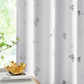 Jubilantex White Silver Butterfly Blackout Curtains 84 Inches Long For Bedroom Kids Bedroom Nursery Floral Print Window Curtains