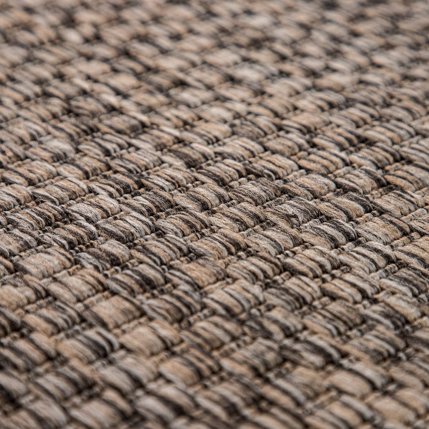 Solid Outdoor Rug For Patio Or Balcony Weatherproof In Mottled Brown, Size: 5'3' Round