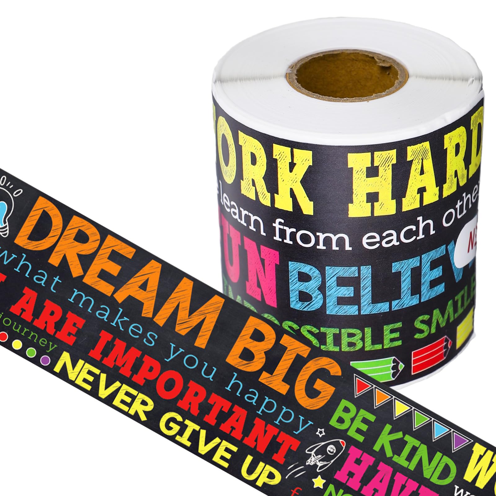 Whaline 65.6Ft Inspirational Bulletin Board Border Growth Mindset Straight Decorative Border Trim Motivational Craft Border Deco