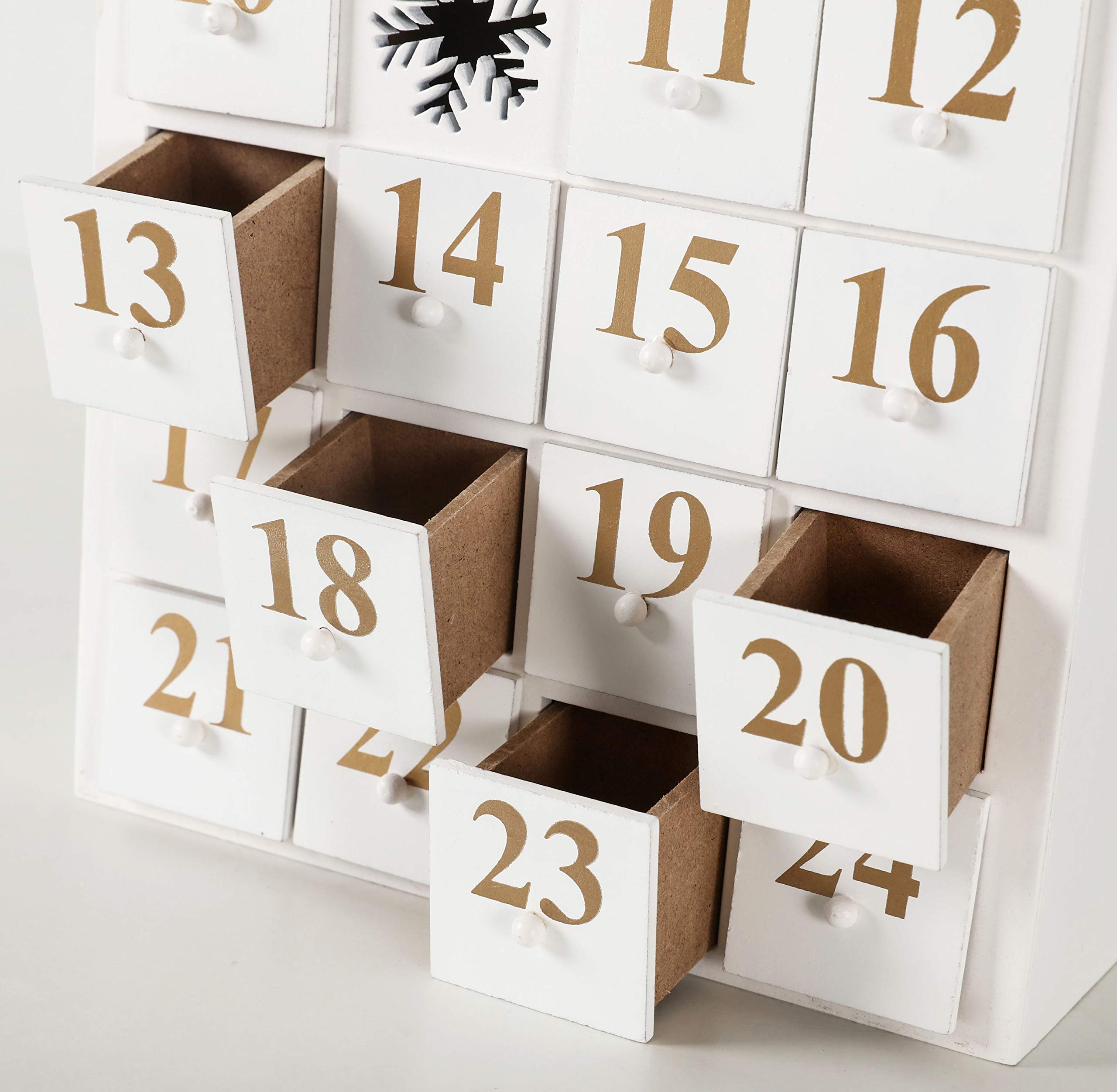 Brubaker Reusable Wooden Advent Calendar To Fill - White Snow House With Led Lighting - Diy Christmas Calendar 9.57 X 17.72 X 3.