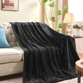 Inhand Black Fleece Twin Blanket, Super Soft Flannel Cozy Blankets For Adults, Lightweight Leaves Pattern Fuzzy Blanket For Couc