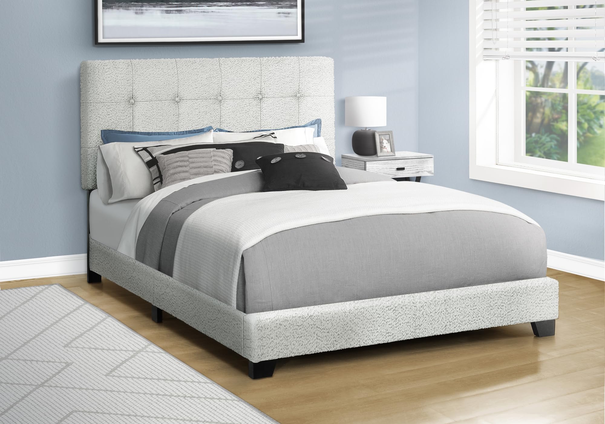 Monarch Specialties I 5801F Bed, Full Size, Bedroom, Upholstered, Frame Only, Transitional