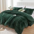 Smoofy Faux Fur Emerald Green Comforter Set Queen Size 3Pcs Fluffy Fuzzy Plush Comforter Set Cute Soft Shaggy Velvet Double-Side