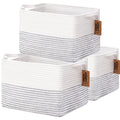 COMFY-HOMI 3PACK Cotton Rope Square Basket with Handles for Shelves|Dog Toy Basket Bin and Storage|Baby Basket for Gift|Shoe Bas