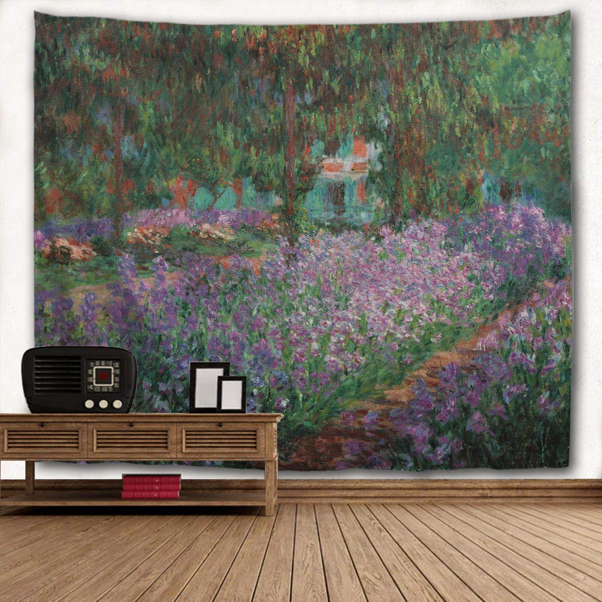 Wihve Tapestry Monet'S Garden Wall Hanging Art Home Decor Polyester Tapestry For Living Room Bedroom Bathroom Kitchen Dorm 80 X