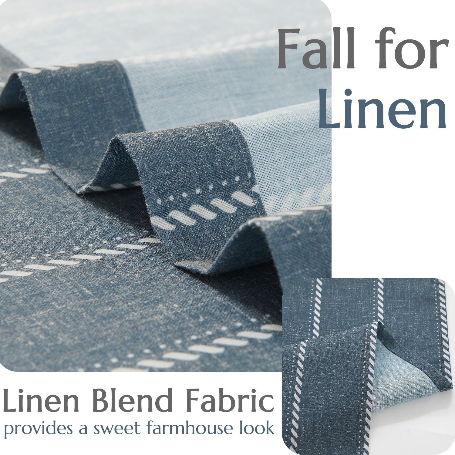 Jinchan Nautical Kitchen Curtains Striped Linen Curtains 36 Inches Farmhouse Tier Curtains Cafe Curtains For Living Room Bathroo