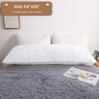 Mego Luxury Fluffy Body Pillow Cover, 20X54 Shaggy Faux Fur Body Pillow Case, White Soft Plush Fuzzy Body Pillowcase, Decorative