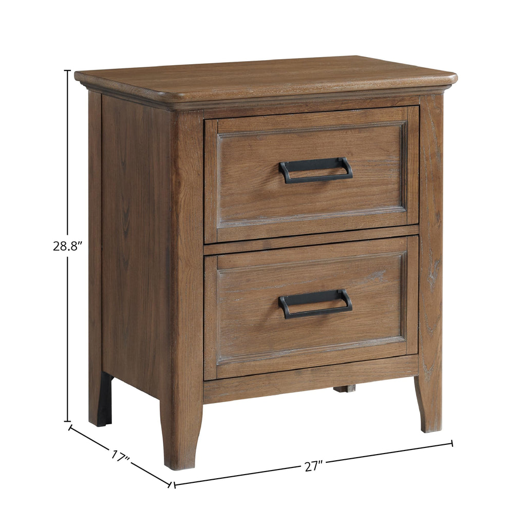 Intercon Alta Nightstand, 2 Drawer Bedside Table, Brown