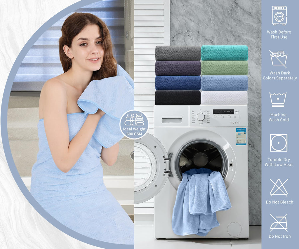 4 Piece Bath Towel Oversized Bath Sheet 35''X70'' Bathroom Towel Extra Large Bath Towel Set Highly Absorbent Quick Dry Premium T