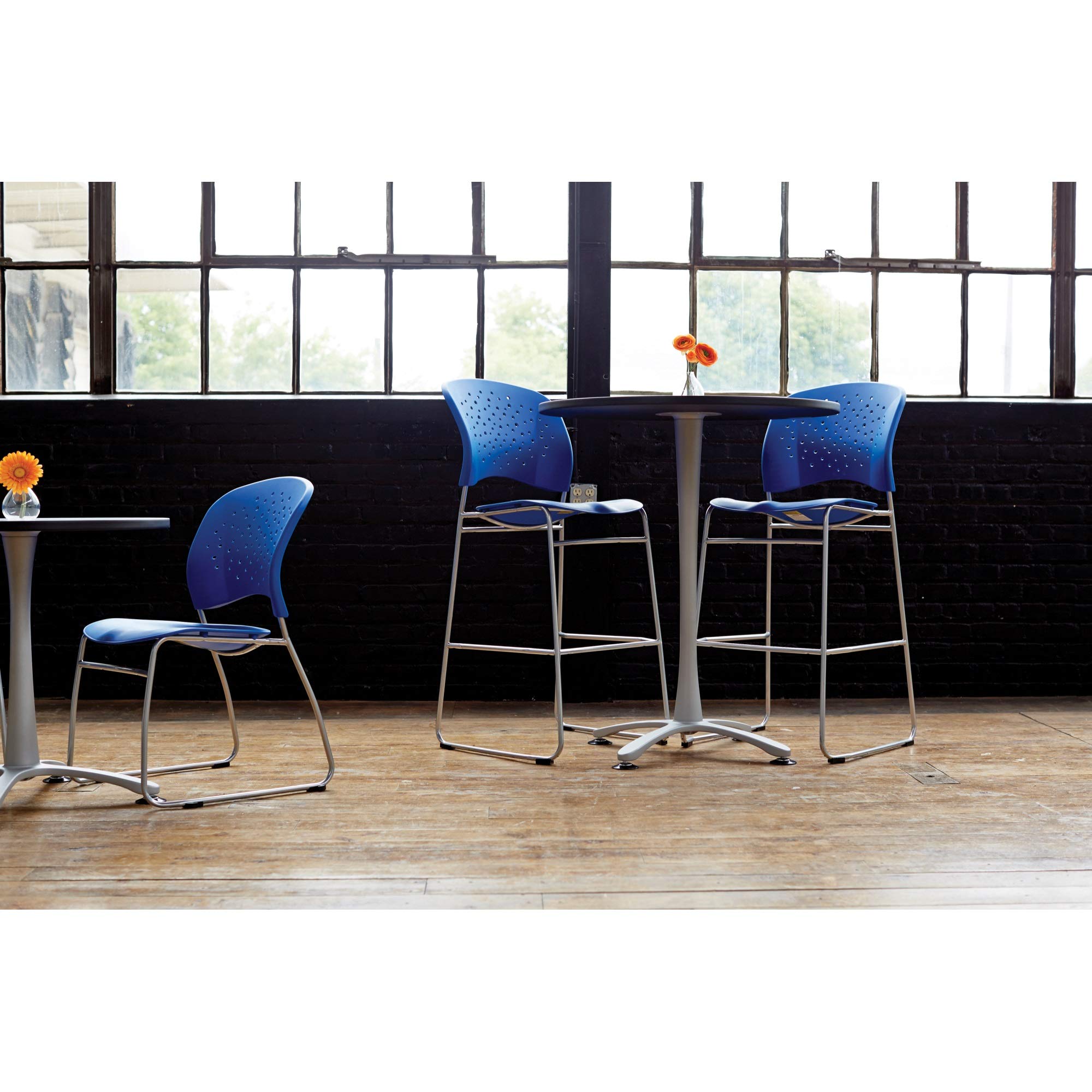 Safco Products 6804BU Reve Guest Chair Sled Base with Round Back, (Qty. 2), Blue