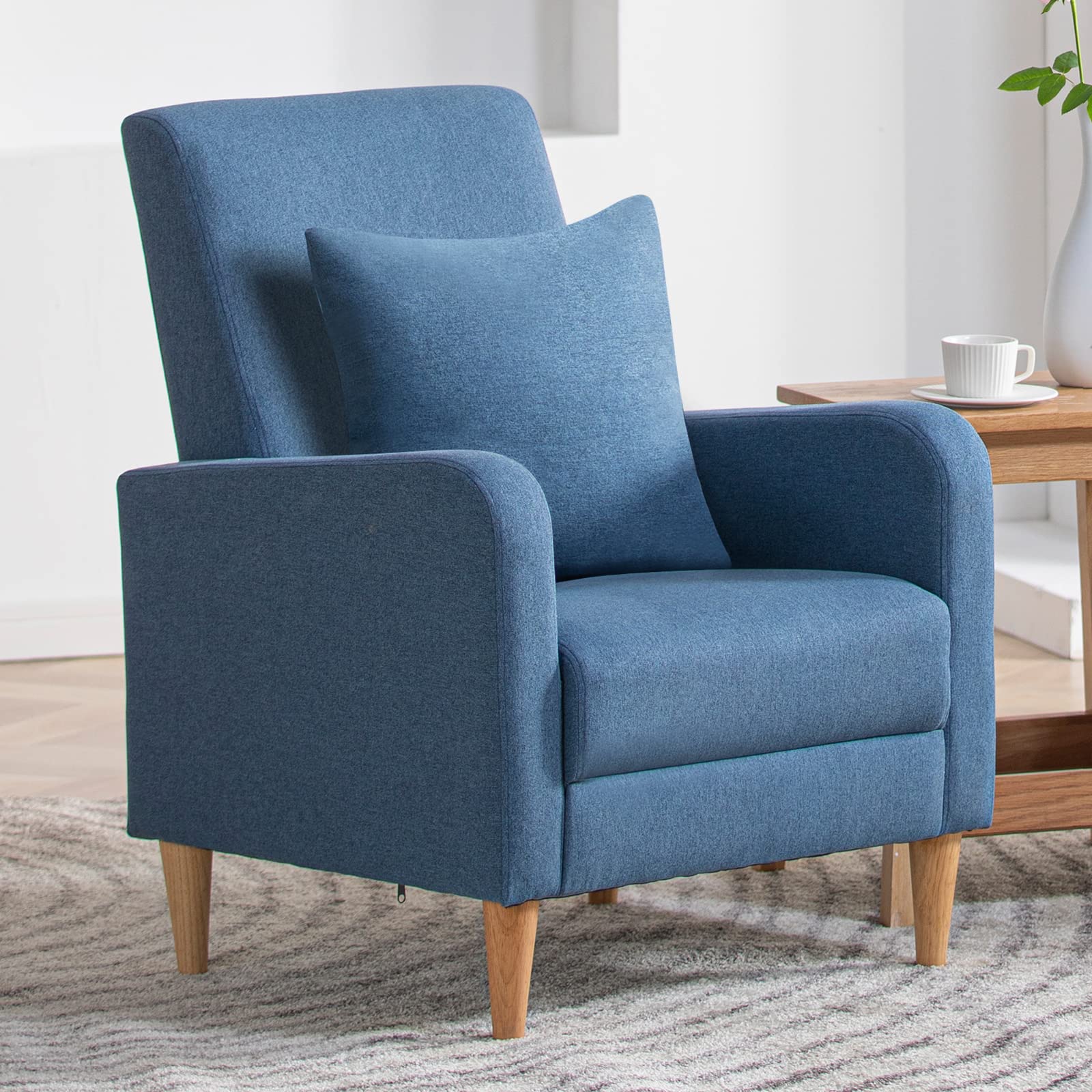 COLAMY Modern Upholstered Accent Chair Armchair with Pillow, Fabric Reading Living Room Side Chair,Single Sofa with Lounge Seat 