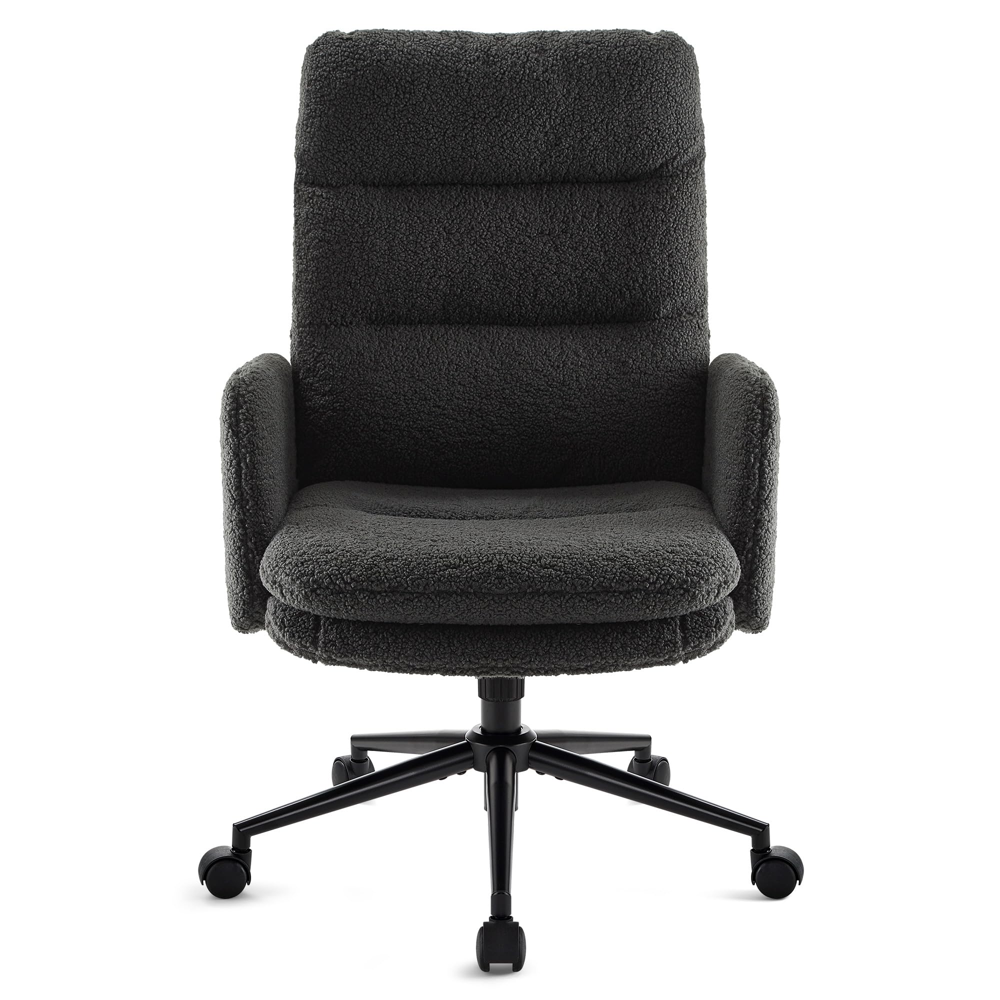 IWMH Swivel Office Desk Chair, High-Back Armchair with Wheels, Height Adjustable Home Office Chair with Armrests,Upholstered Com
