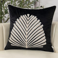 Aeckself Black White Leaves Velvet Throw Pillow Cover 20 X 20 Inch, Embroidery Square Cushion Case With Stitched Edge Luxury Mod