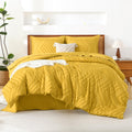 Litanika King Size Comforter Set With Sheets Mustard Yellow - 7 Pieces Bed In A Bag King Chevron Tufted Complete Beddding Sets W