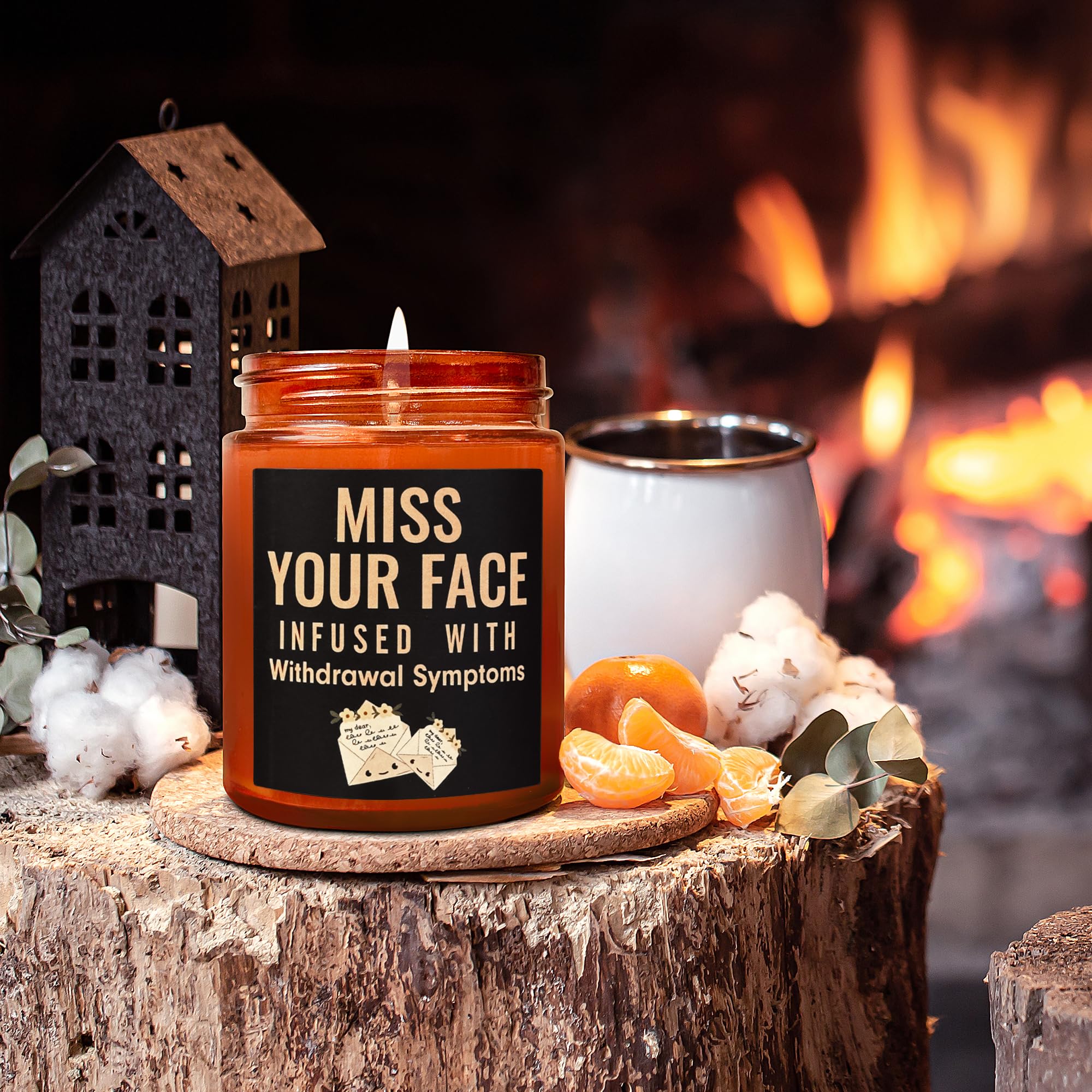 Briojoy Funny Friend Gifts For Women Men - Miss Your Face Candle For Her Him - Fun Birthday, Friendship, Relaxing Gift - Tropica