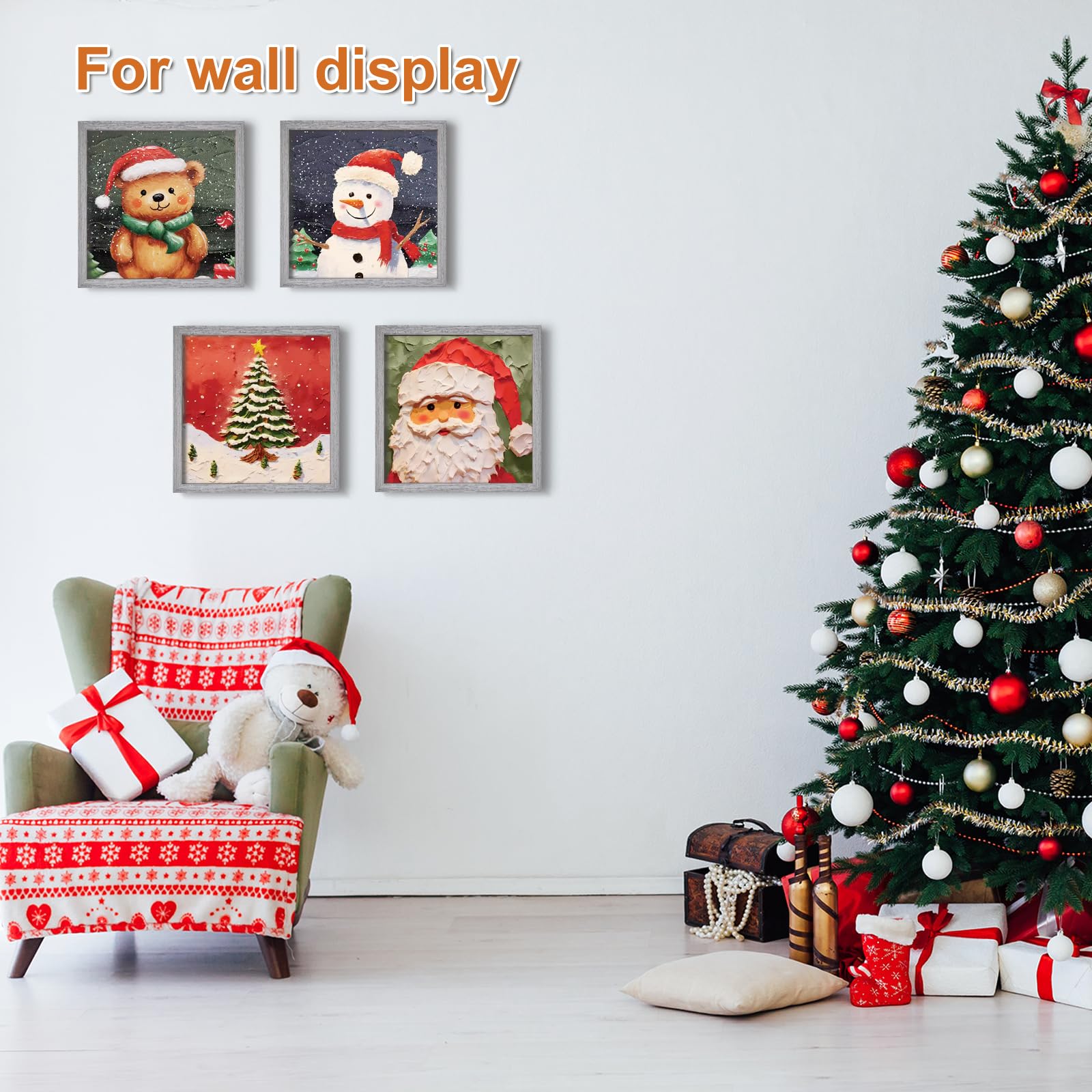 Kinlink Square 13X13 Picture Frames Grey, Record Frame Solid Wood Frames With Acrylic Plexiglass 12.5X12.5 Music Record Album Fr