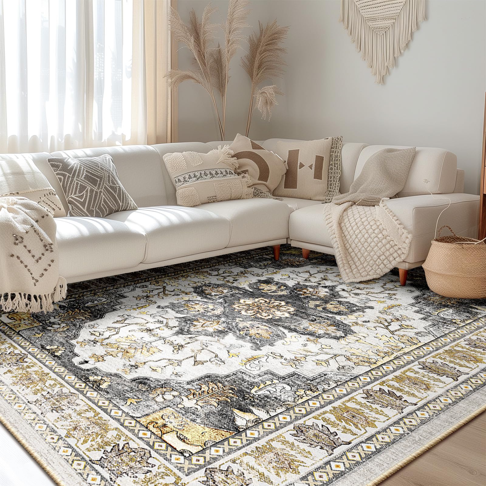 BESTSWEETIE Area Rug 8x10 Rugs for Living Room 8 x 10 Washable Rugs Non Slip Vintage Boho Living Room Rugs for Bedroom Dining Ro