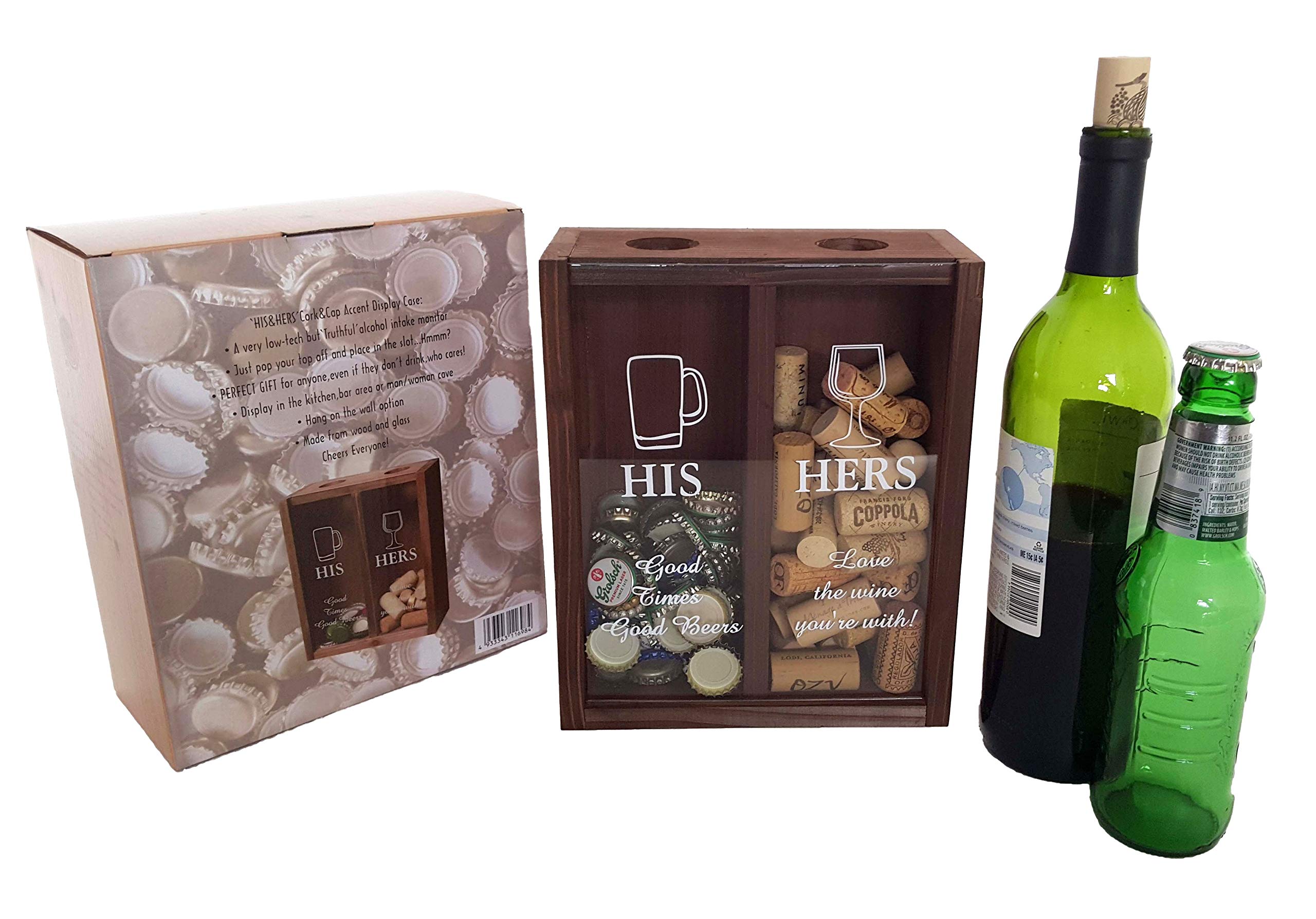 Dondor Enterprises Tic Tac Toe Shot Glass Drinking Game, Beer Bottle Opener Cap Game, His & Hers Wine Cork & Beer Cap Shadow Box