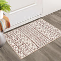 KUTA Moroccan Kitchen Rugs, 2x3 Brown Entryway Rug Non-Slip Washable Small Rug, Ultra Soft Print Vintage Geometric Low-Pile Indo