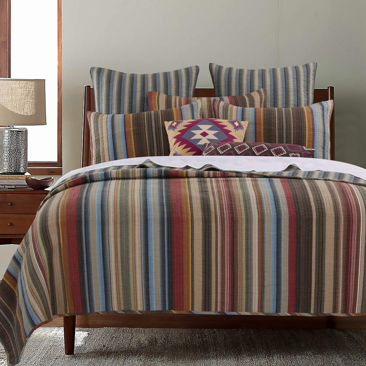 Greenland Home Durango 100% Cotton Reversible Quilt Set, 5-Piece King/Cal King, Earth