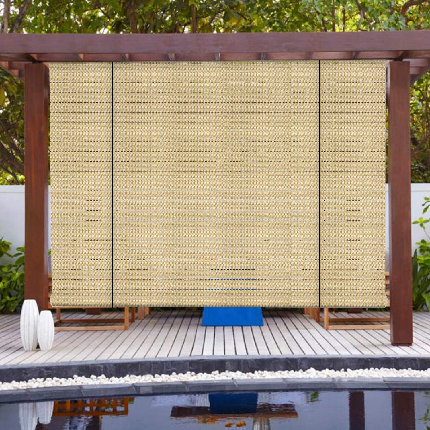 Patio Paradise Exterior Outdoor Roll Up Shades Blinds Roller Shade For Porch Deck Balcony Pergola Carport Light Filtering 4'Wx15