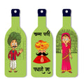 Regalo Casila Rajasthan Wall Decor  3Piece BottleShaped SelfAdhesive Panels With Rajasthani Cartoon Characters & Padharo Sa 