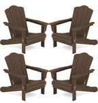 Kingyes Folding Adirondack Chair Set Of 4, Hdpe All-Weather Folding Adirondack Chair, Coffee