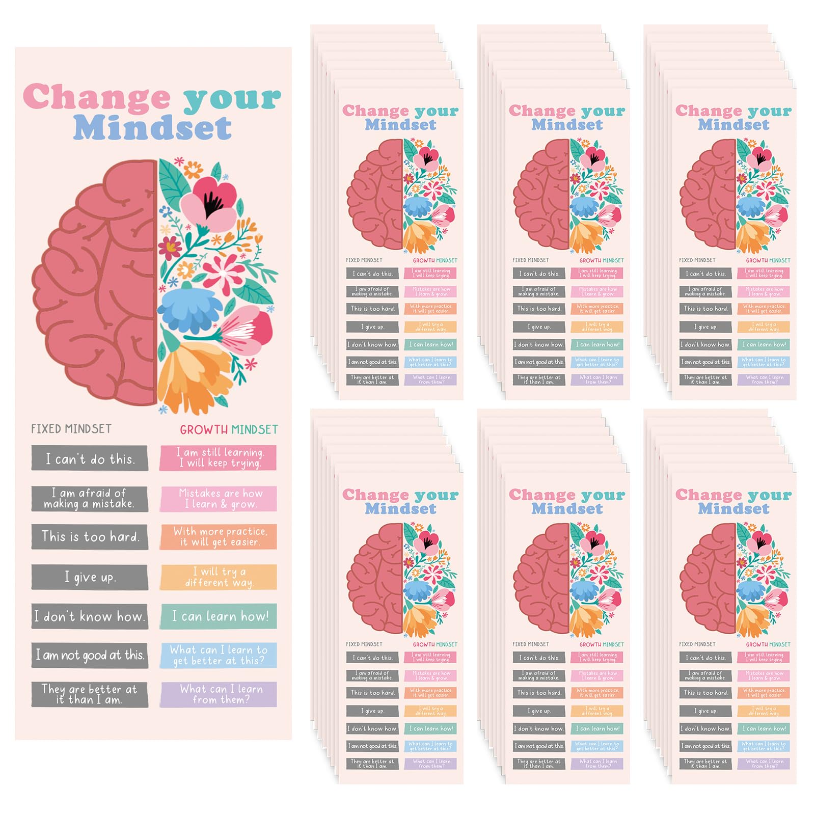 TaoBary 100 Pcs Inspirational Bookmarks for Kids Bulk Mental Health Gift Paper Motivational Bookmark Boho Encouraging Affirmatio