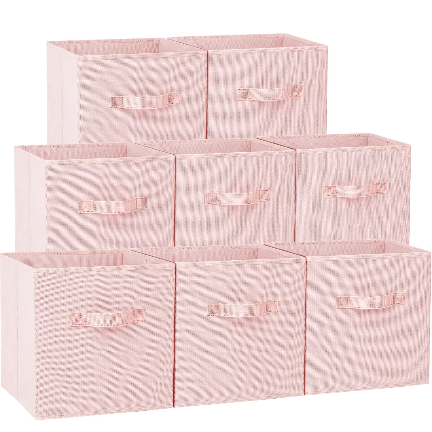 Storage Cubes, 13x13 Large Cube Storage Bins (Set of 8), Fabric Collapsible Clothes Storage Bins with Dual Handles, Foldable Bab