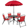 Flash Furniture GM-202012-RD-GG Glass Patio Table and Chair Sets, Red