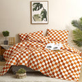 Houseri Burnt Orange Plaid Comforter Set California King Size