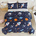 Rynghipy Kids Comforter Set Twin Size, Cute Space Rocket Bedding Set For Boys Girls, Space Themed Teen Boy Bedding (Space Rocket