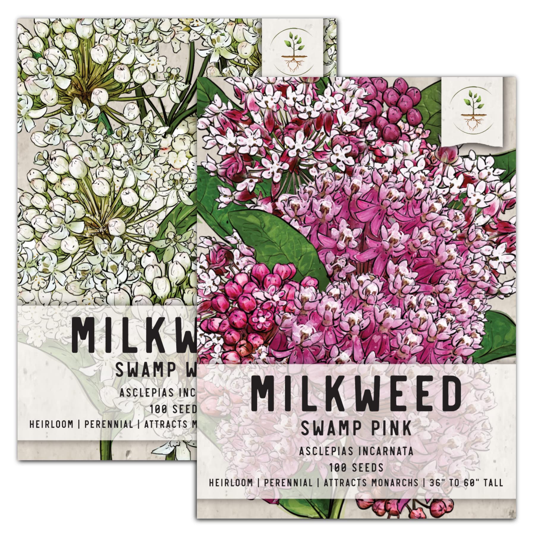 Seed Needs, Swamp Milkweed Seed Packet Collection (2 Varieties Of Asclepias For Planting And Attracting Monarch Butterflies) Hei