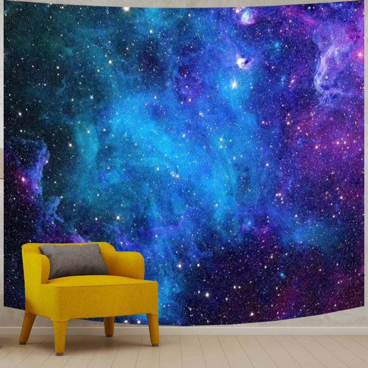 Apdidl Extra Large Galaxy Space Tapestry for Bedroom Aesthetic 90'' X 71'' Blue Starry Sky Stars Universe Tapestry Mysterious Ne
