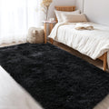 KCHOWUA Black Rug for Bedroom 3x5 Fluffy Rug for Living Room Thick Machine Washable Plush Carpet for College Dorm Non Slip Soft 