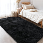 KCHOWUA Black Rug for Bedroom 3x5 Fluffy Rug for Living Room Thick Machine Washable Plush Carpet for College Dorm Non Slip Soft 