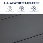 Vicllax Round Patio Dining Table, 4-6 Person Metal Outdoor Dining Table With Umbrella Hole For Garden Lawn Deck, 48' Dark Grey