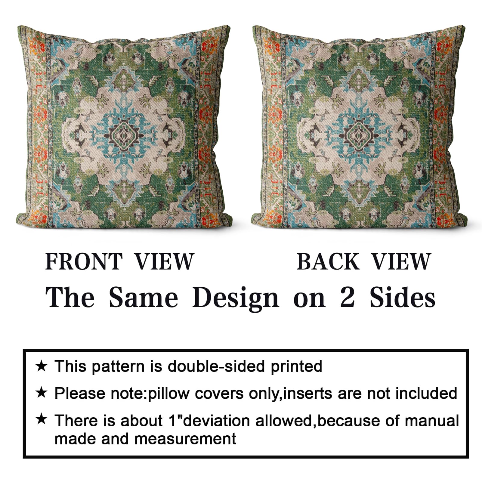 Snycler Boho Throw Pillow Covers 16X16 Inch Set Of 2 Boho Rug Carpet Double Sided Pattern Cotton Soft Pillow Case Cushion Cover