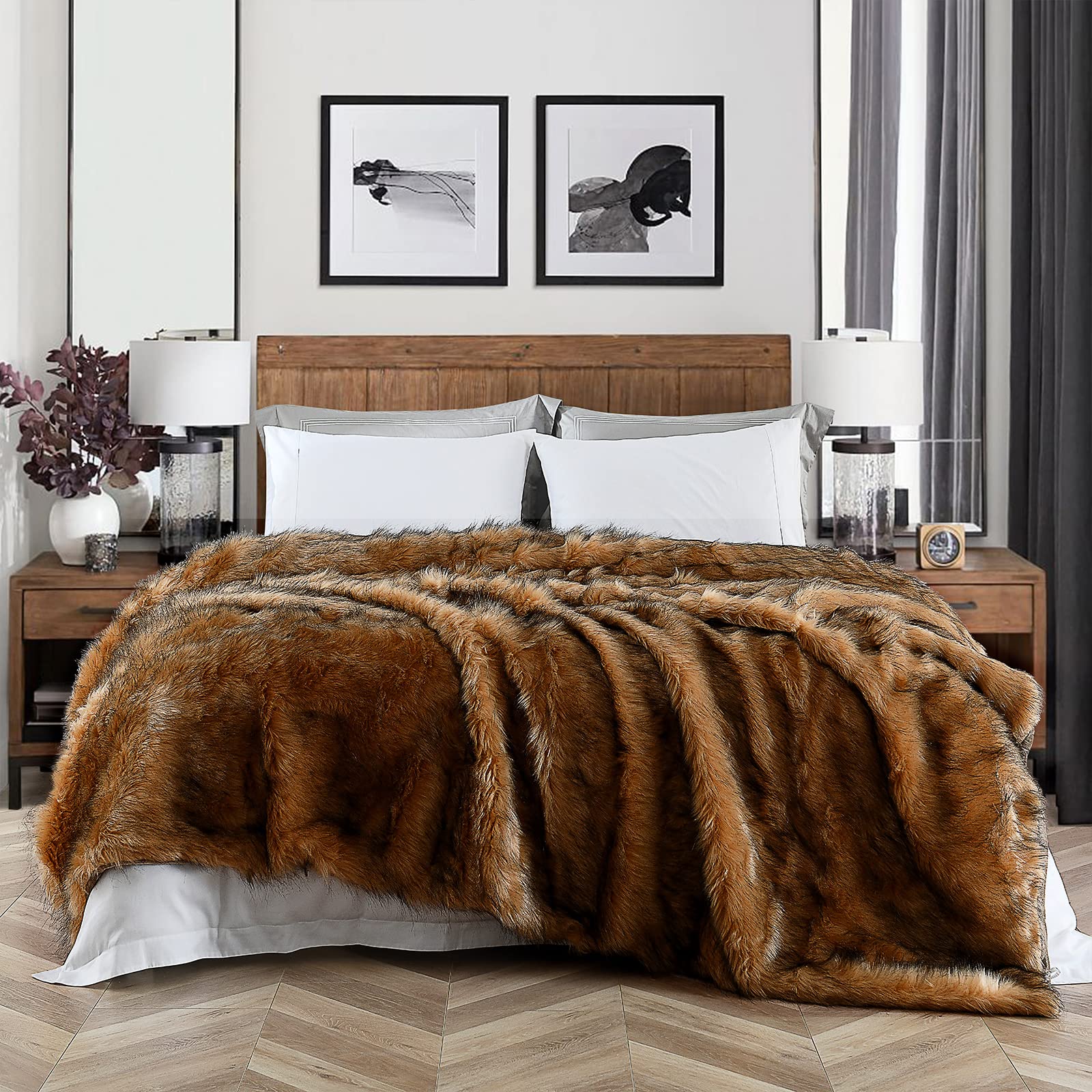 HORIMOTE HOME Faux Fur Blanket HBK-FFCM-BR-K King Size Brown 104"x90"