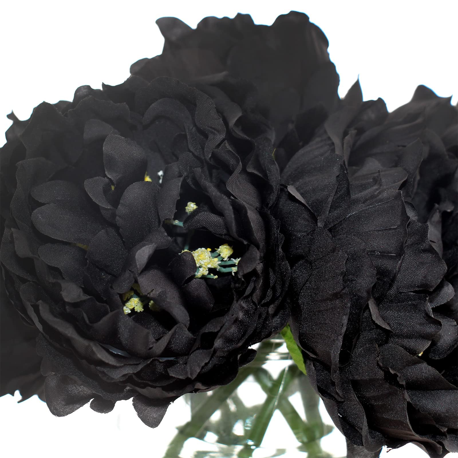 Tinsow Artificial Peony For Home Decoration, 5 Pcs Faux Black Peonies Flowers For Halloween Decoration, Silk Flowers Bouquet,(Bl