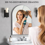 Minuover 24'' X 36'' Silver Arched Mirror, Arch Bathroom Vanity Mirror And Wall Decor Mirror, Modern Aluminum Alloy Metal Frame