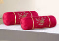 Rj Products Microfiber New Embroidered Bolsters Cover  Pack Of 2 Skin Color (Maroon)
