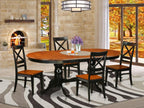 East West Furniture PLQU5-BCH-W 5 Piece Kitchen Table Set for 4 Includes an Oval Dining Room Table with Butterfly Leaf and 4 Dining Chairs, 42x78 Inch, Black & Cherry