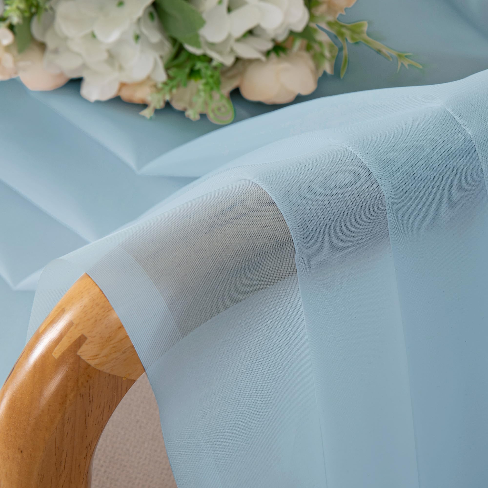 Chyhomenyc Sky Blue Sheer Curtains 36 Inch Length 2 Panels, Light Filtering Voile Rod Pocket Short Window Curtians For Bathroom