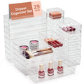 SMARTAKE 29-Piece Drawer Organizer with Non-Slip Silicone Pads, 4-Size Desk Drawer Organizer Trays Storage Tray for Makeup, Jewe